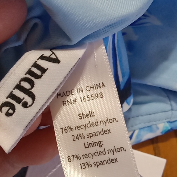 Andie Womens Bathing Suit LARGE Swimwear BAIA  FLORAL NEW Swim One Piece BLUE - Picture 5 of 7